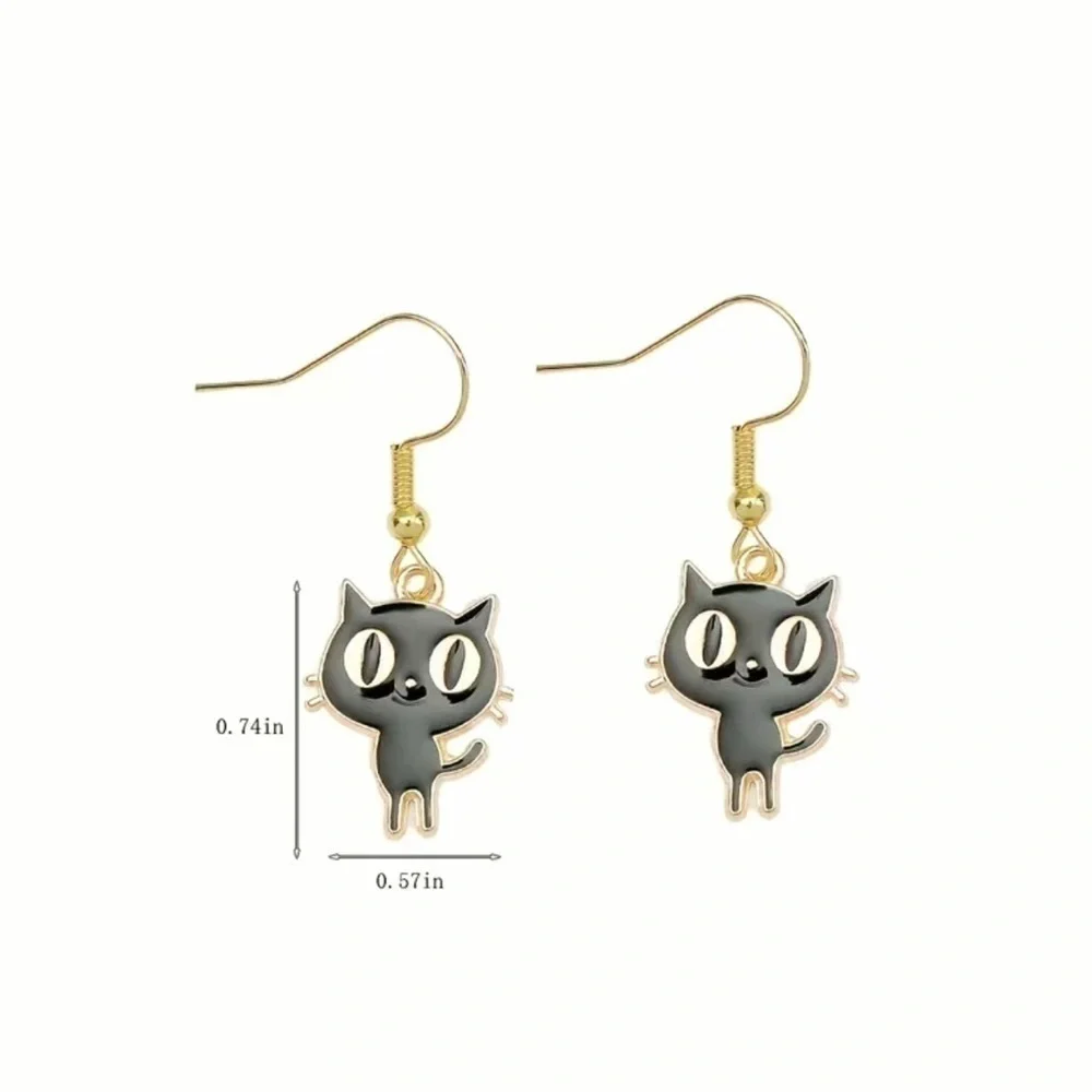 Black Cat Dangle Earrings